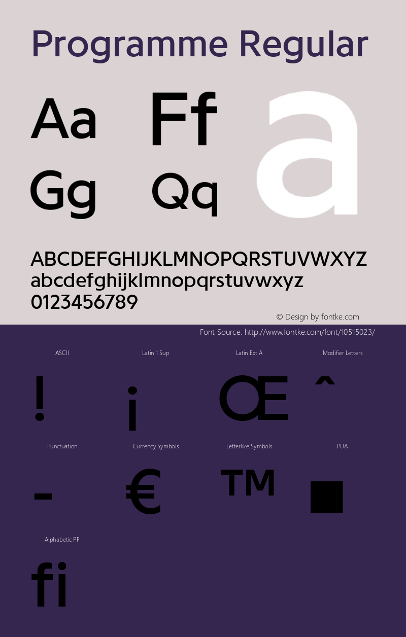 Programme Regular Version 1.000 Font Sample