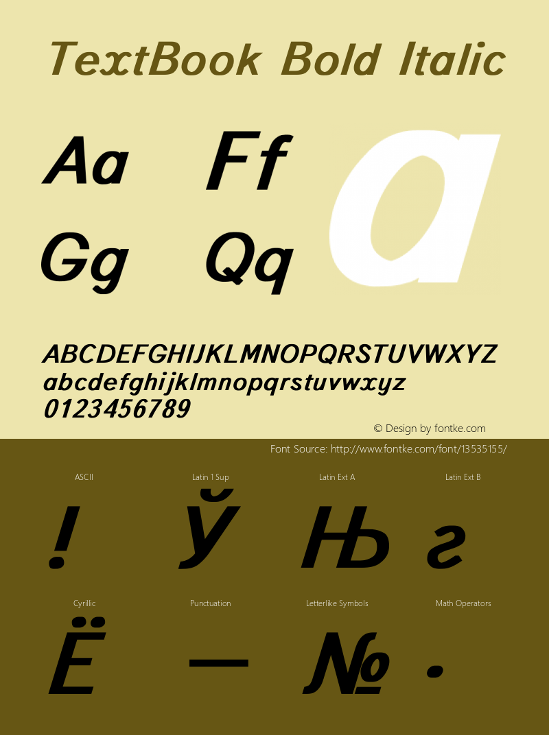 TextBook Bold Italic Converted from t:\TEXTBOO2.BF1 by ALLTYPE Font Sample