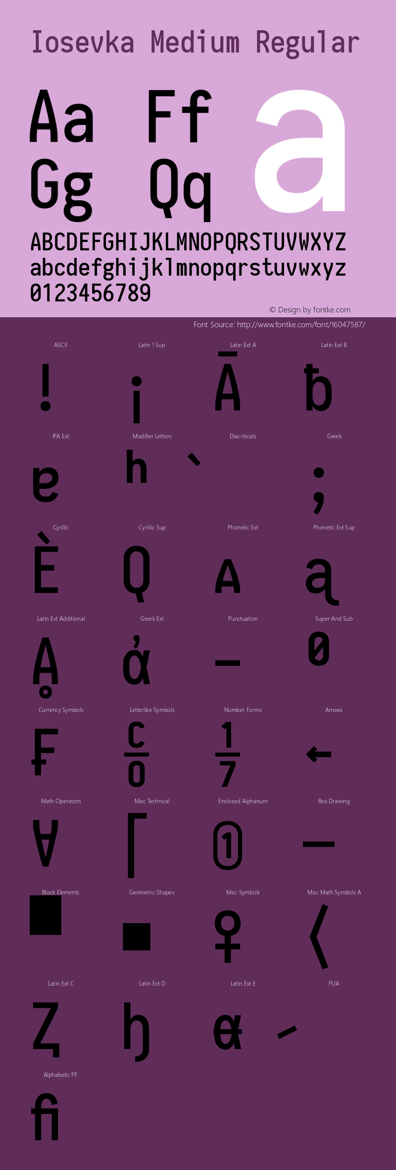 Iosevka Medium Regular 1.6.1; ttfautohint (v1.4.1) Font Sample