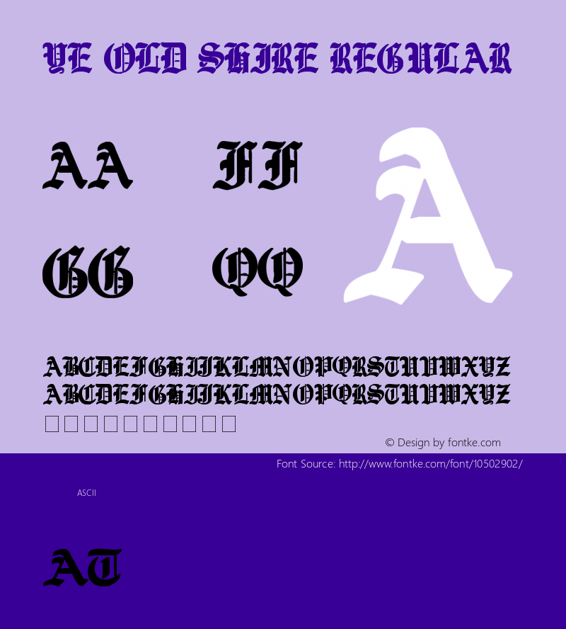 Ye Old Shire Regular Version 1.00 June 5, 2008, initial release Font Sample