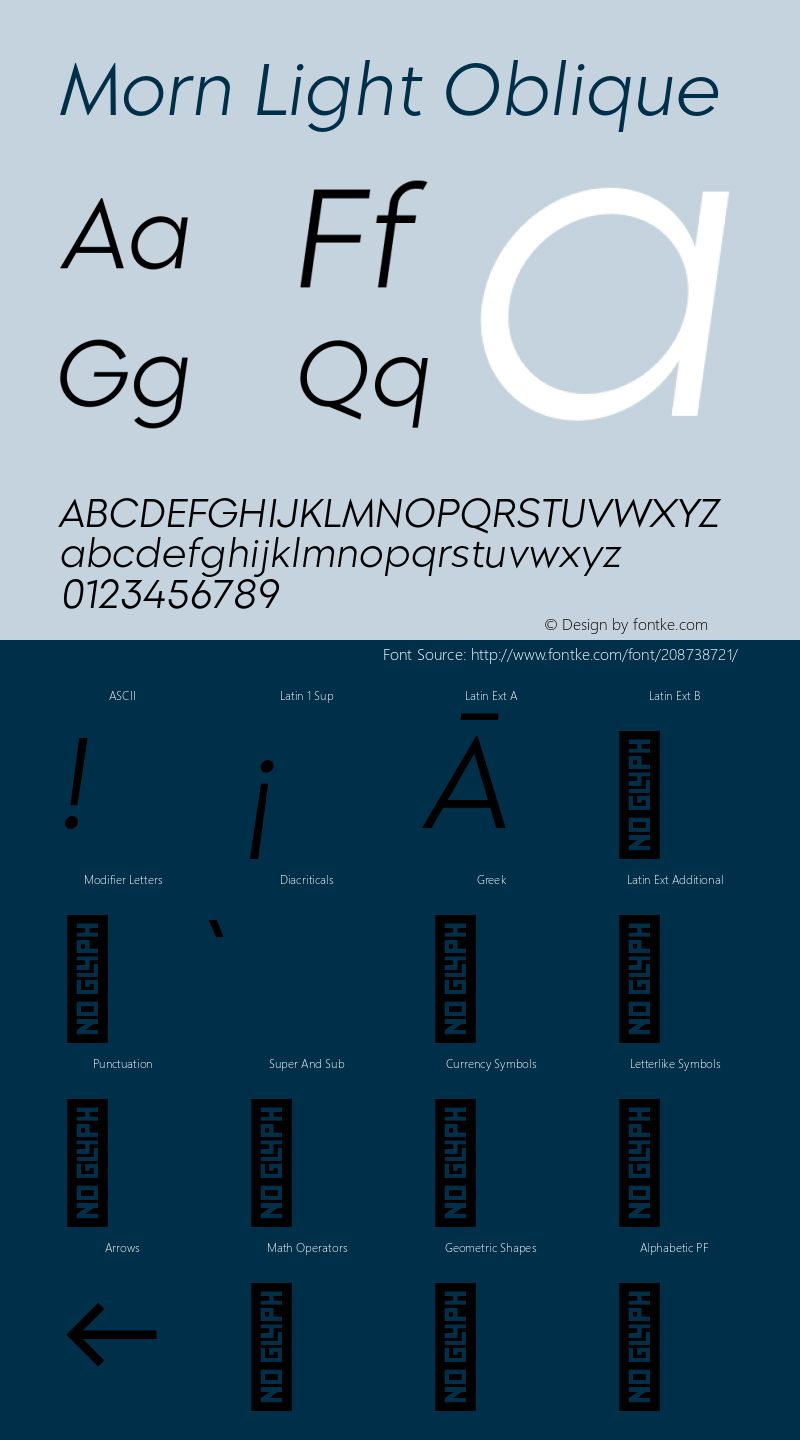 Morn Light Oblique Version 1.000;hotconv 1.0.109;makeotfexe 2.5.65596图片样张