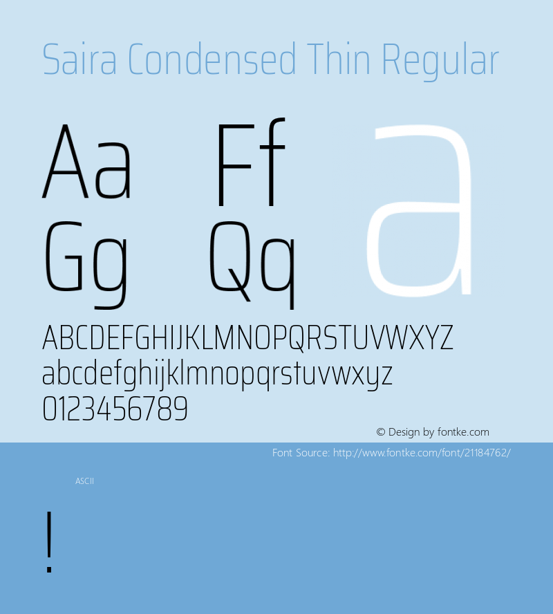 Saira Condensed Thin Regular  Font Sample