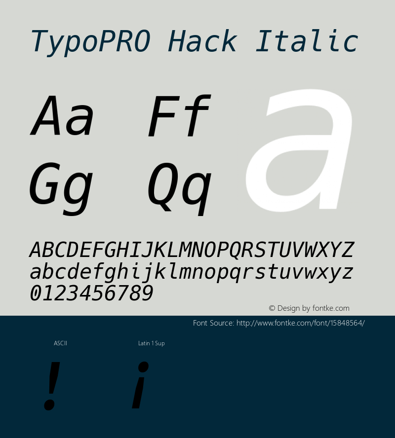 TypoPRO Hack Italic Version 2.015 Font Sample