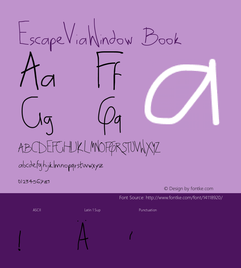 EscapeViaWindow Book Version Fontographer 4.7 8/1 Font Sample