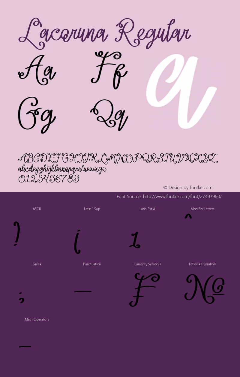 Lacoruna Version 1.00;November 1, 2018;FontCreator 11.5.0.2422 32-bit Font Sample