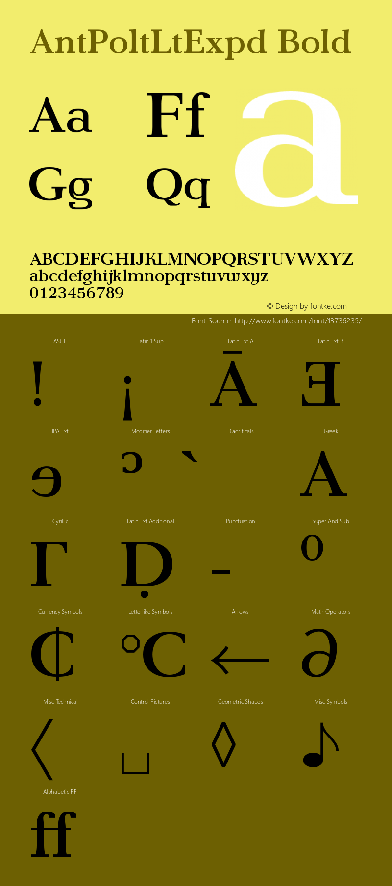 AntPoltLtExpd Bold Version 1.101 Font Sample