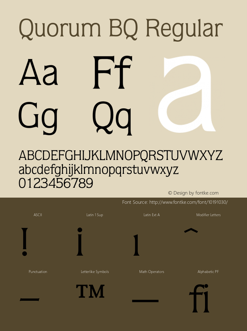 Quorum BQ Regular 001.000 Font Sample