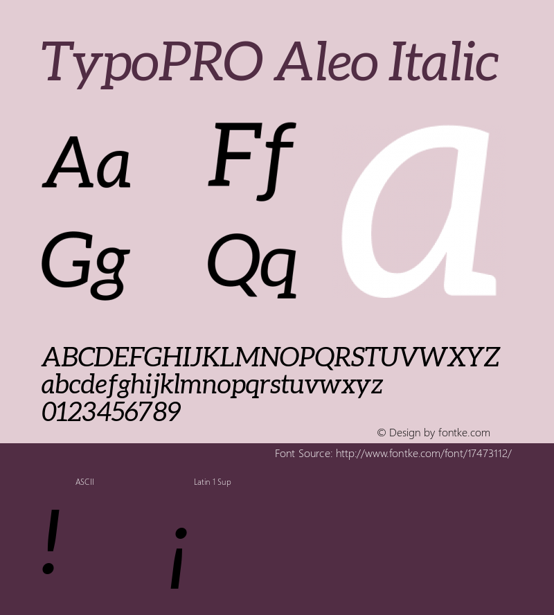 TypoPRO Aleo Italic Version 1.1 Font Sample