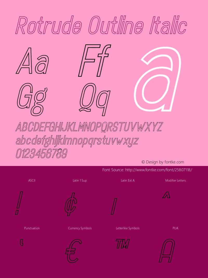 RotrudeOutline-Italic 1.000 Font Sample