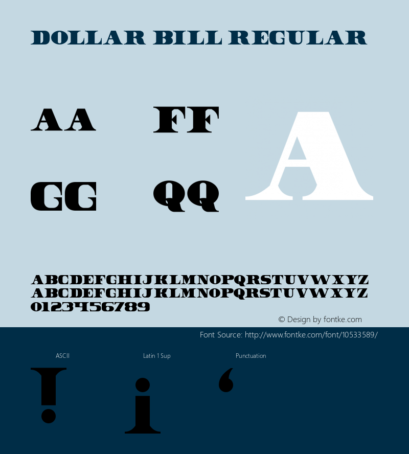 Dollar Bill Regular Unknown Font Sample