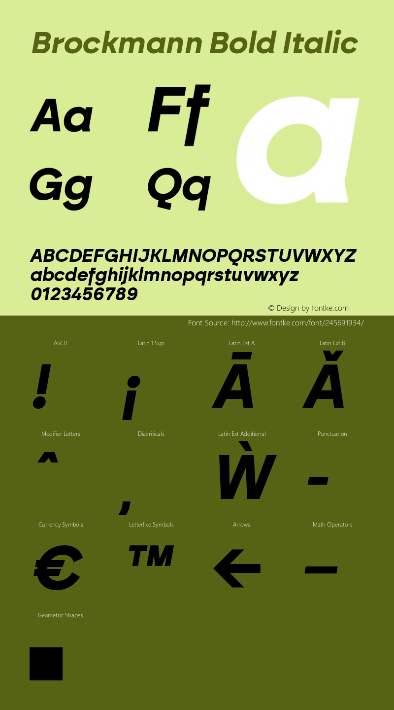 Brockmann Bold Italic Version 1.000图片样张