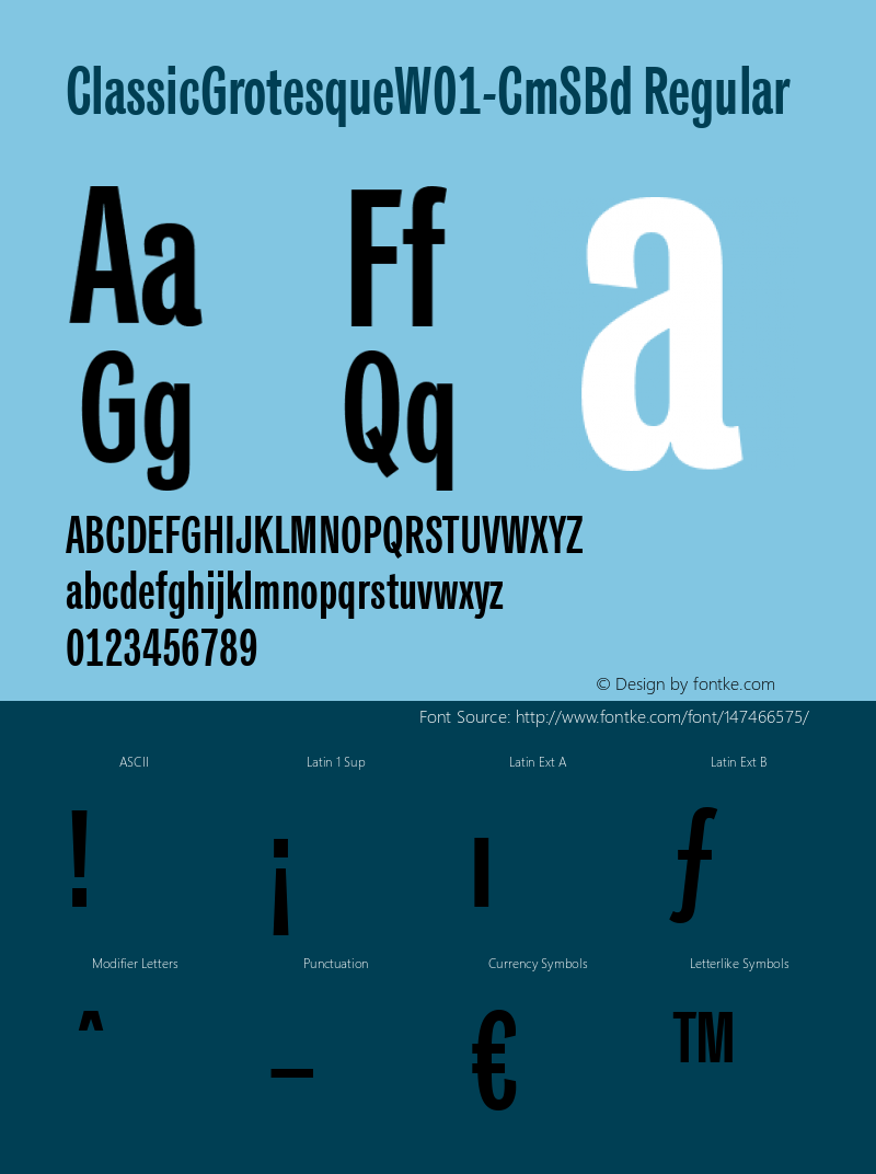 Classic Grotesque W01 Cm SBd Version 1.00 Font Sample