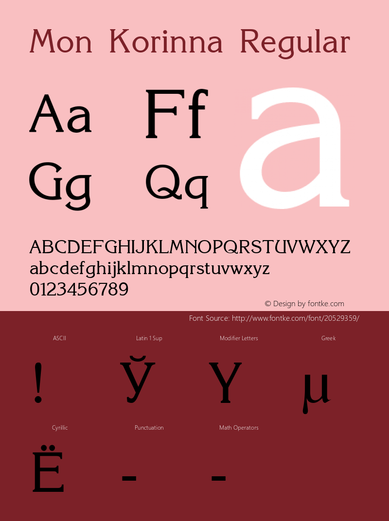 Mon Korinna Version 1.00 Font Sample