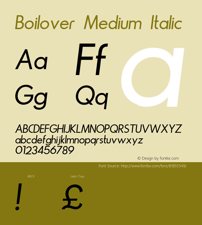 Boilover Medium Italic Version 1.000; ttfautohint (v1.8.3.10-c5d8) Font Sample