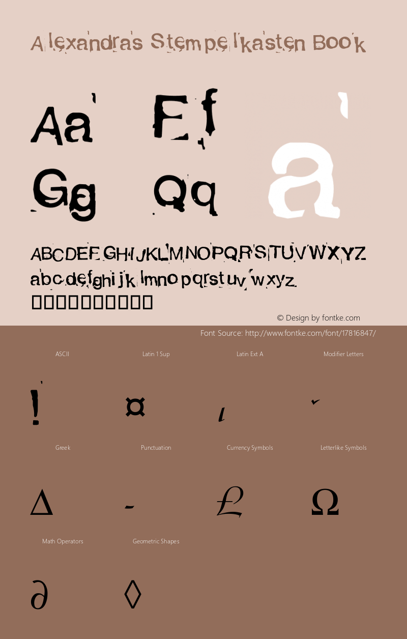 Alexandras Stempelkasten Book Version 1.50 Font Sample