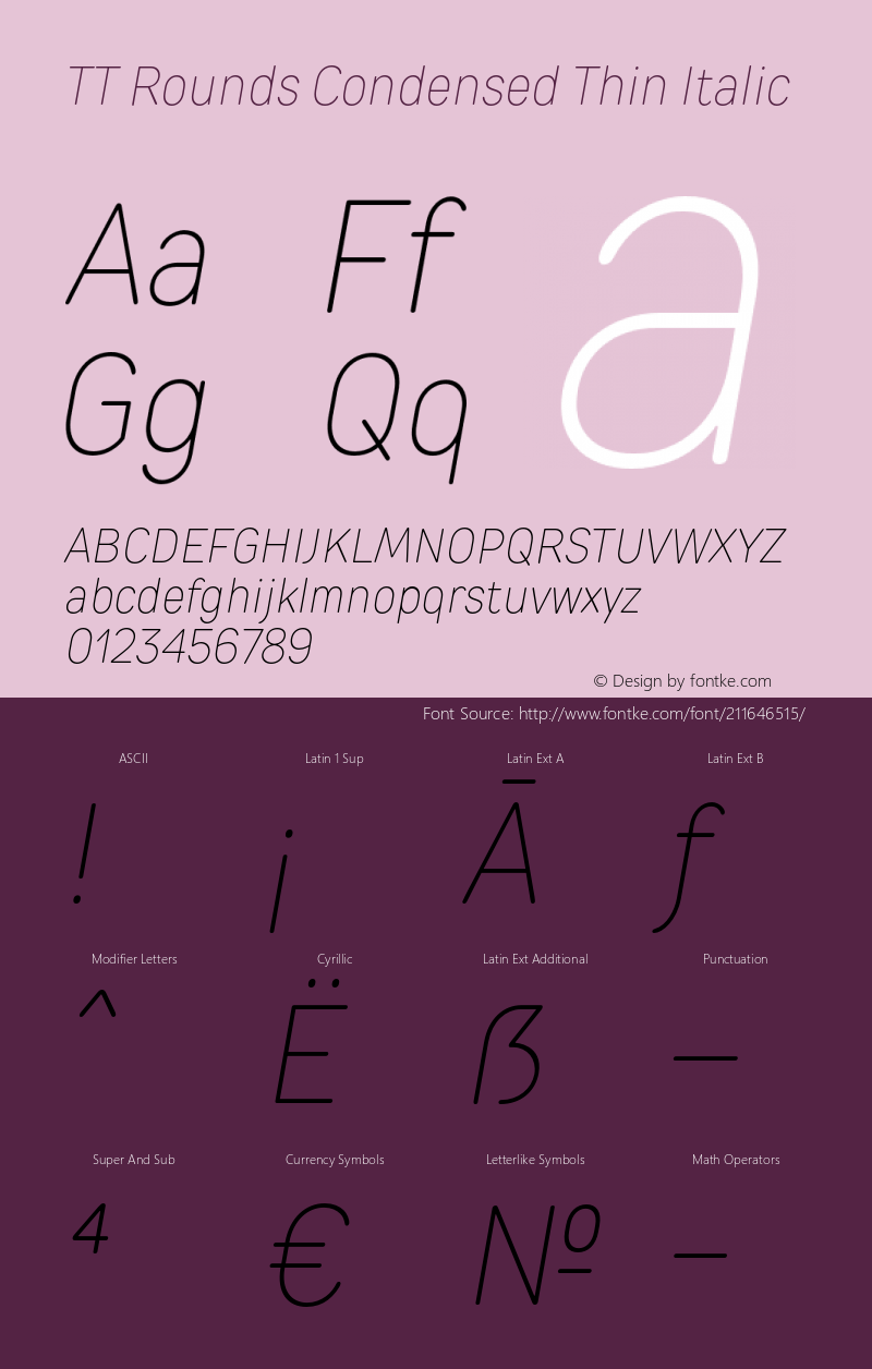 TT Rounds Condensed Thin Italic Version 1.020.15032021图片样张