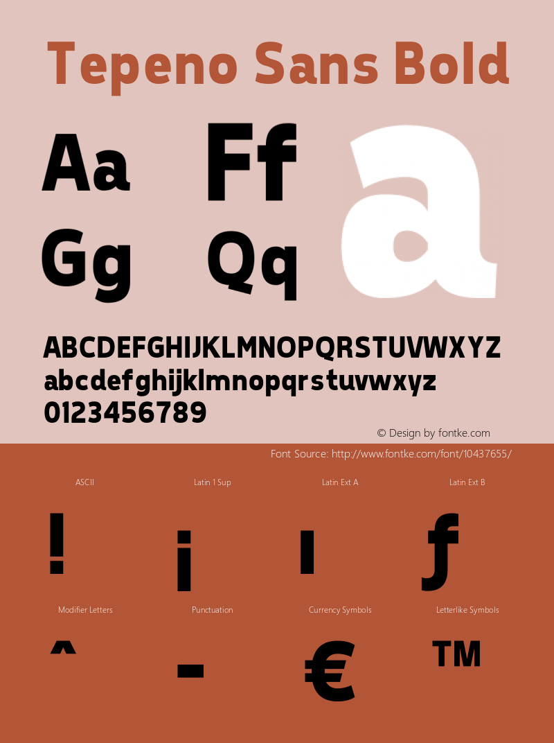 Tepeno Sans Bold v1.15 - 6/2/2012 Font Sample