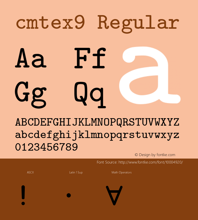 cmtex9 Regular 1.1/12-Nov-94 Font Sample