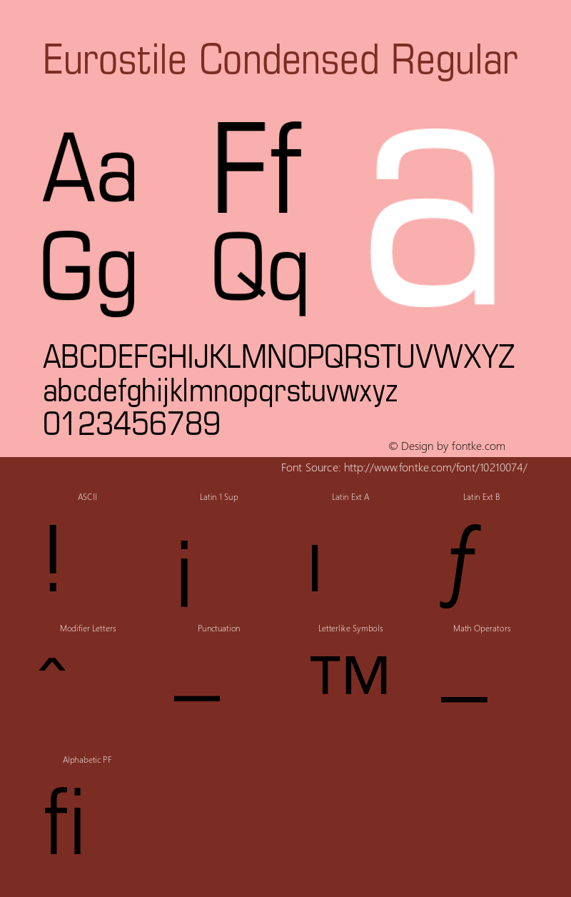 Eurostile Condensed Regular 001.002 Font Sample