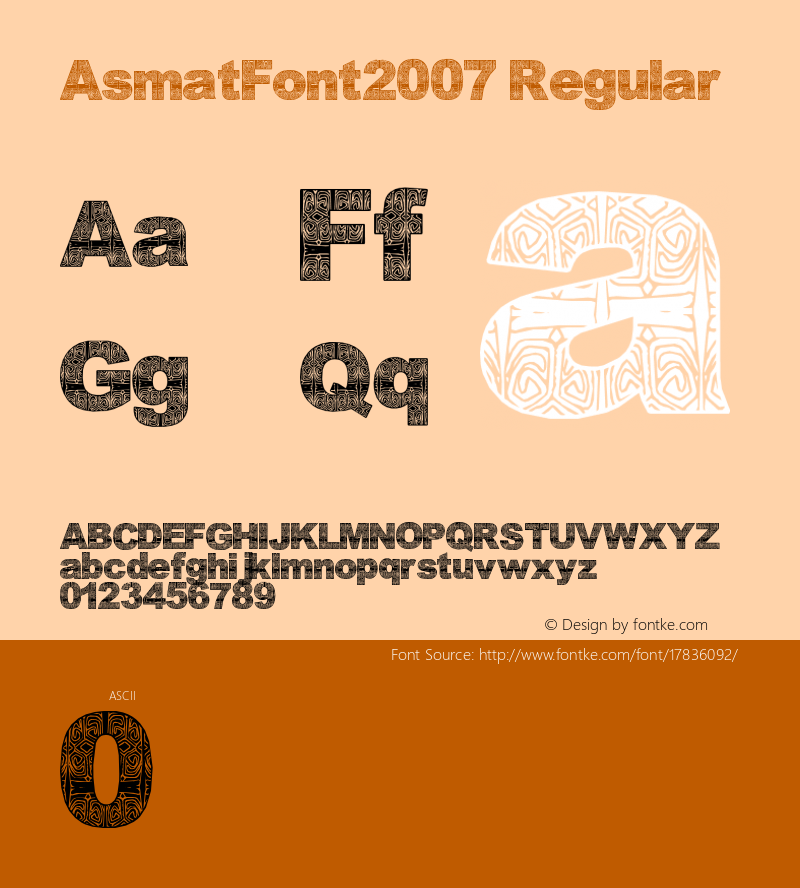 AsmatFont2007 Regular Version 1.00 December 8, 2007, initial release Font Sample