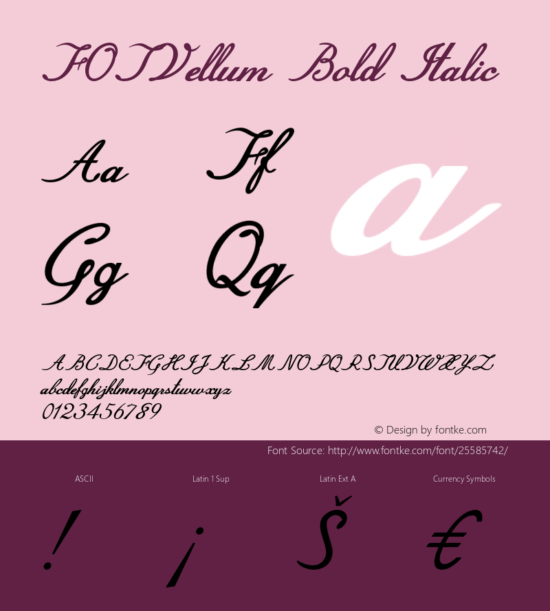 FOTVellum-BoldItalic Version 1.000 Font Sample
