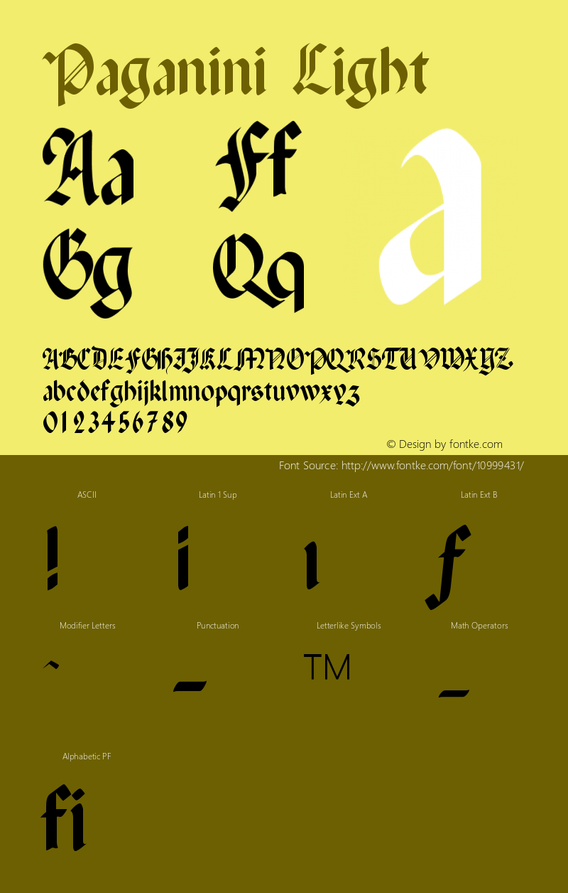 Paganini Light Version 001.012 Font Sample