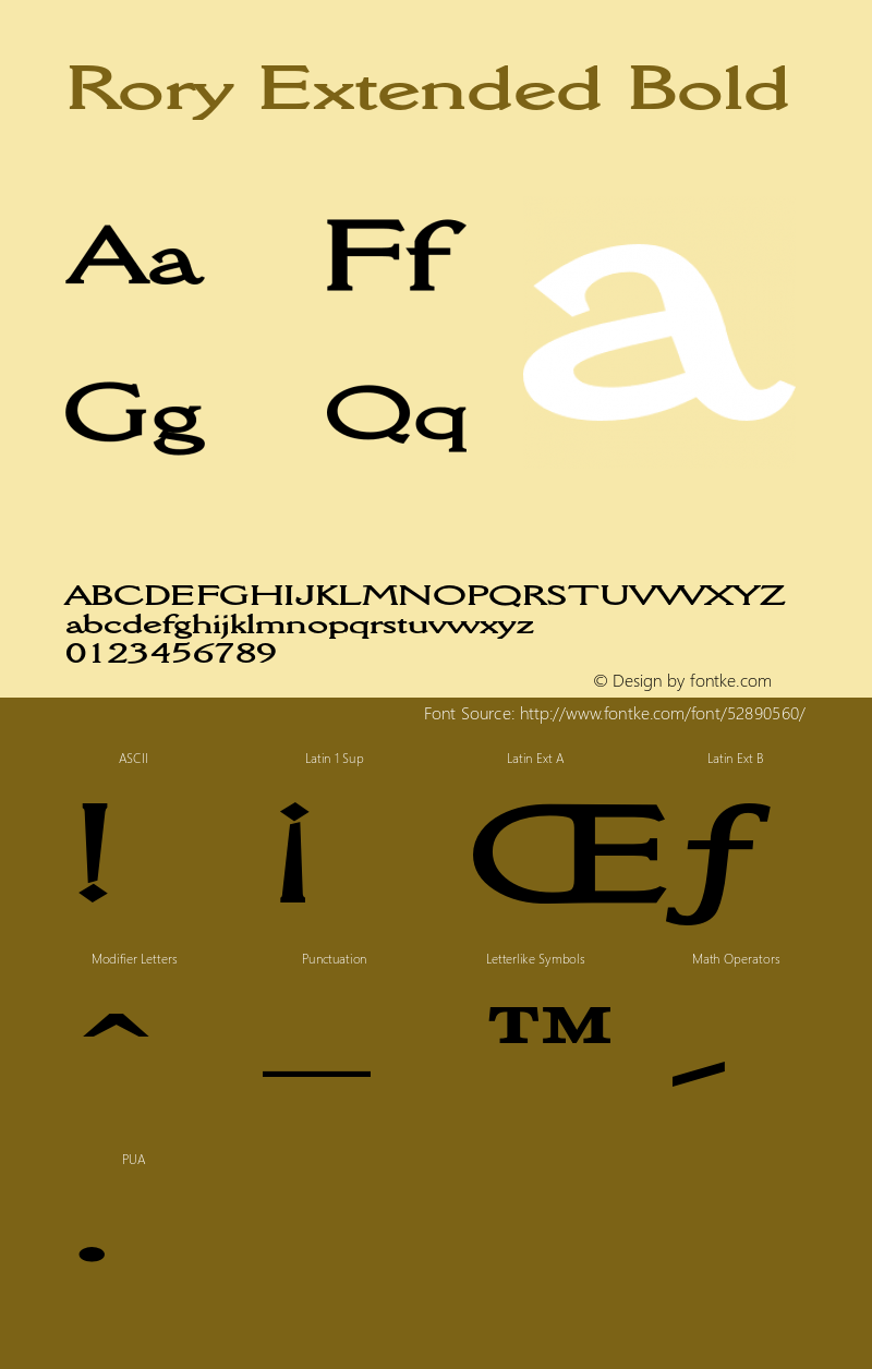 RoryExtendedBold Altsys Fontographer 4.1 1/9/95 {DfLp-URBC-66E7-7FBL-FXFA} Font Sample