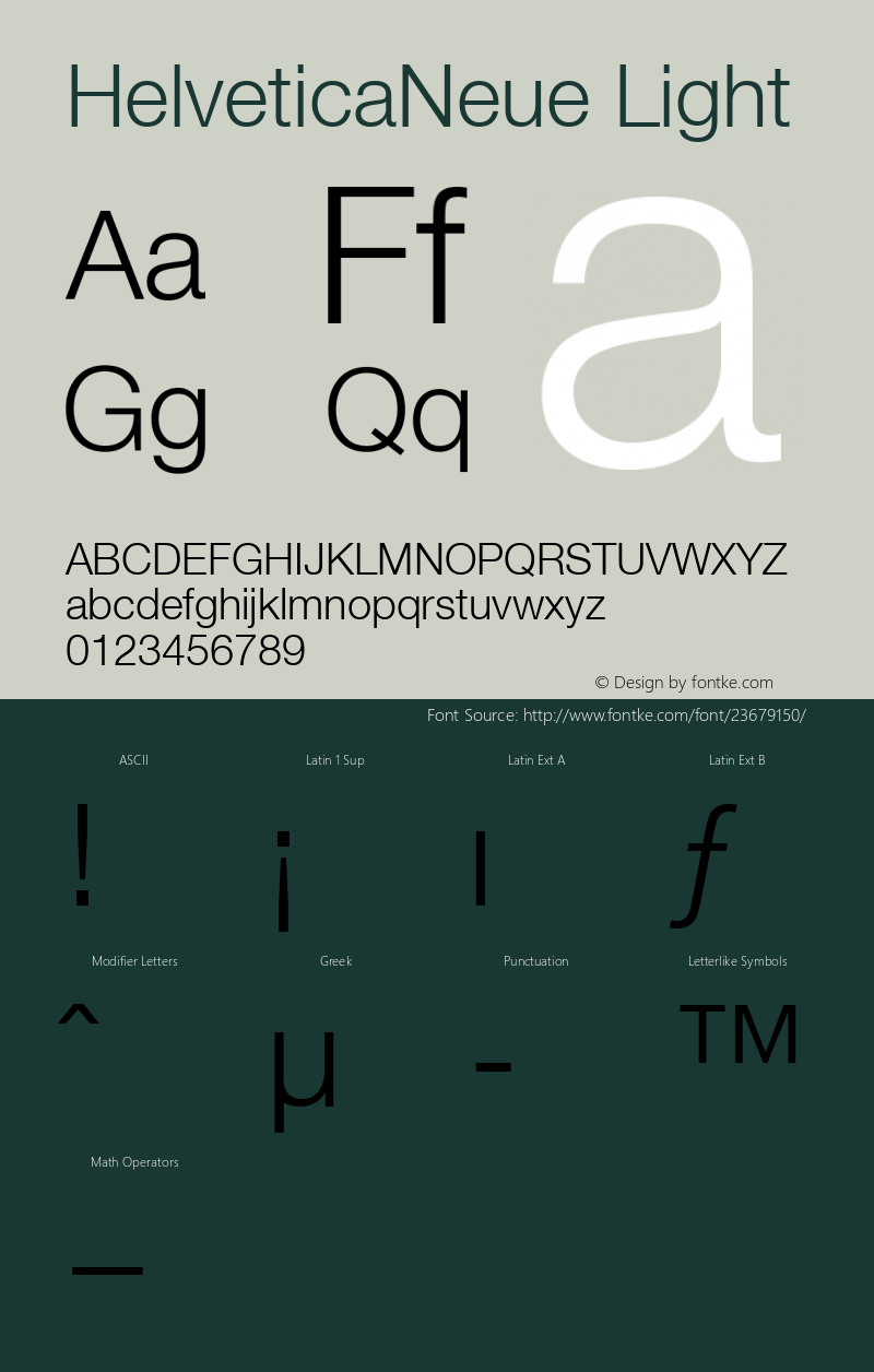 HelveticaNeue Light Macromedia Fontographer 4.1.5 99/10/10 Font Sample