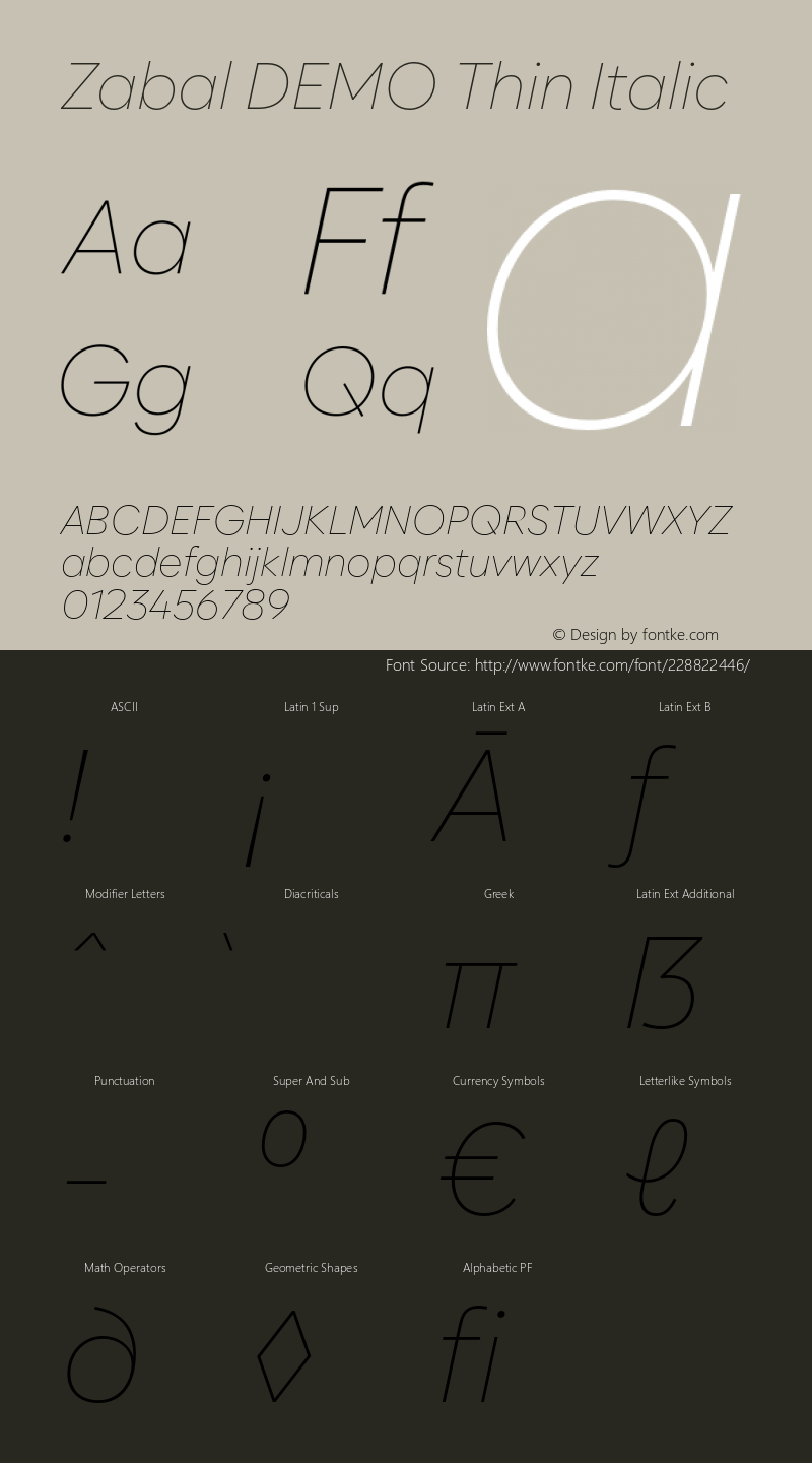 Zabal DEMO Thin Italic Version 1.000图片样张