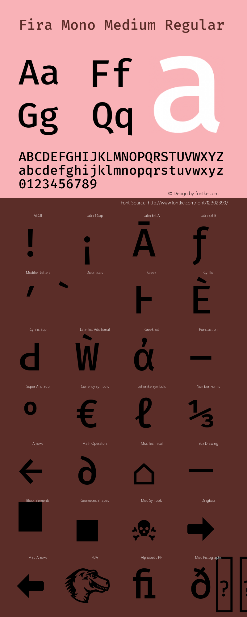 Fira Mono Medium Regular Version 3.206 Font Sample