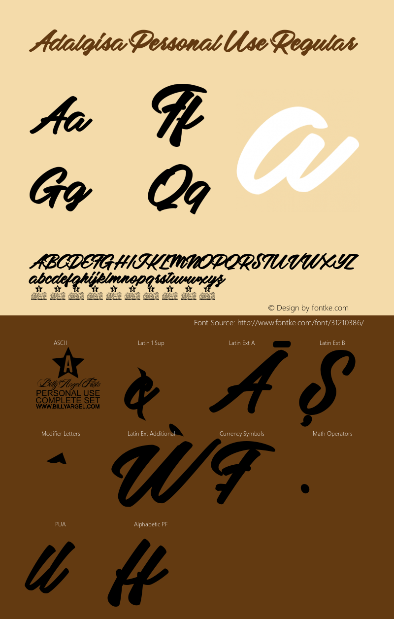 Adalgisa Personal Use Regular Version 1.000 Font Sample