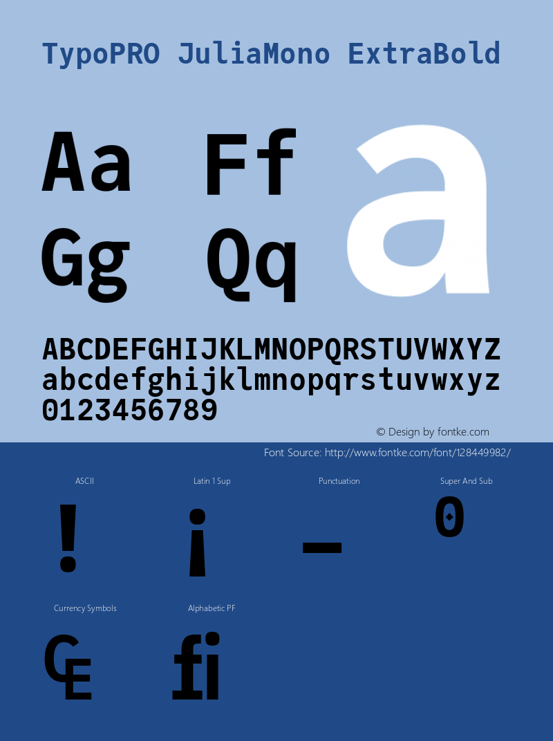 TypoPRO JuliaMono ExtraBold Version 0.018; ttfautohint (v1.8) Font Sample