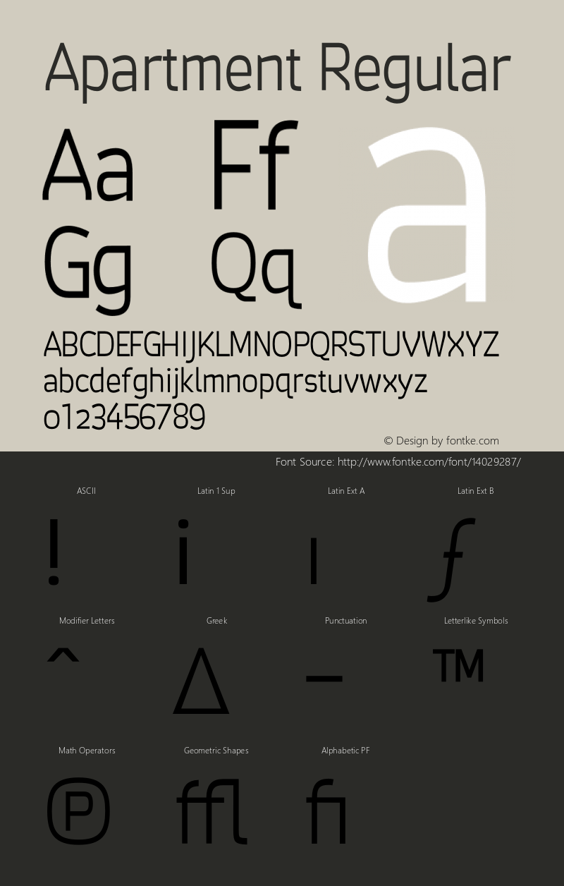 Apartment Regular Version 001.000 Font Sample