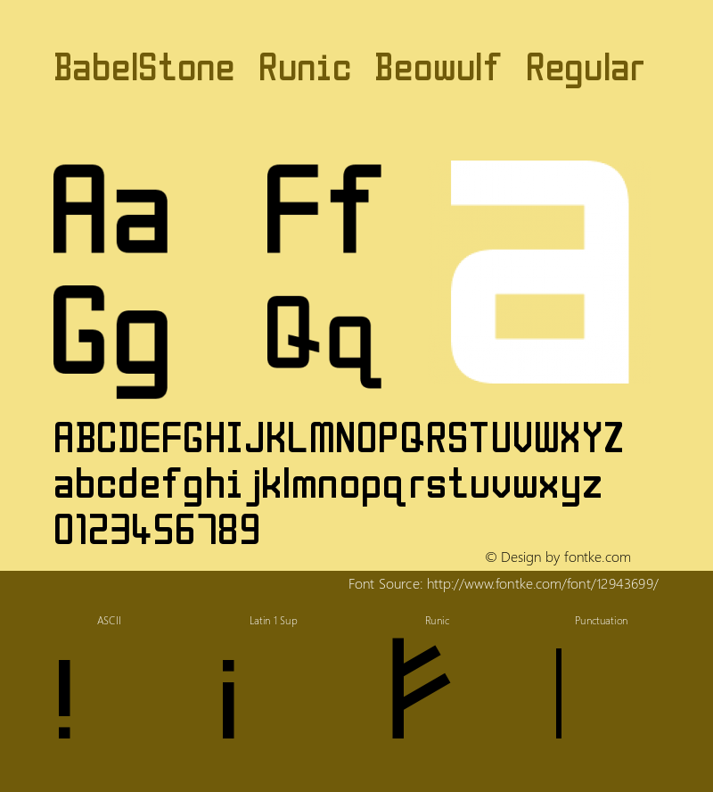 BabelStone Runic Beowulf Regular Version 1.60 April 5, 2014 Font Sample