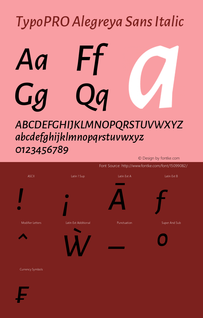 TypoPRO Alegreya Sans Italic Version 1.000;PS 001.000;hotconv 1.0.70;makeotf.lib2.5.58329 DEVELOPMENT Font Sample