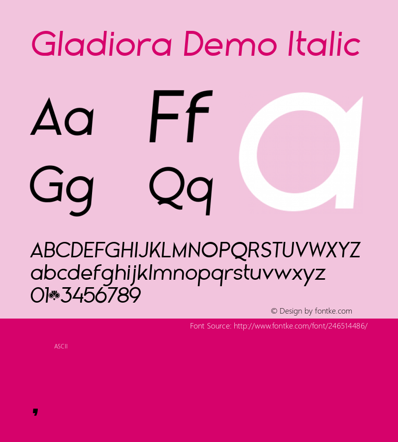 Gladiora Demo Italic Version 1.000图片样张