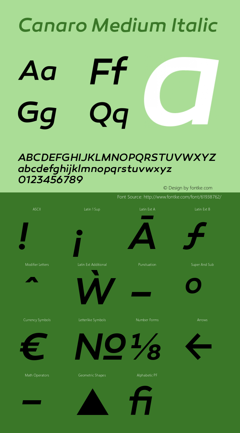 Canaro Medium Italic Version 1.000;PS 001.000;hotconv 1.0.70;makeotf.lib2.5.58329 Font Sample