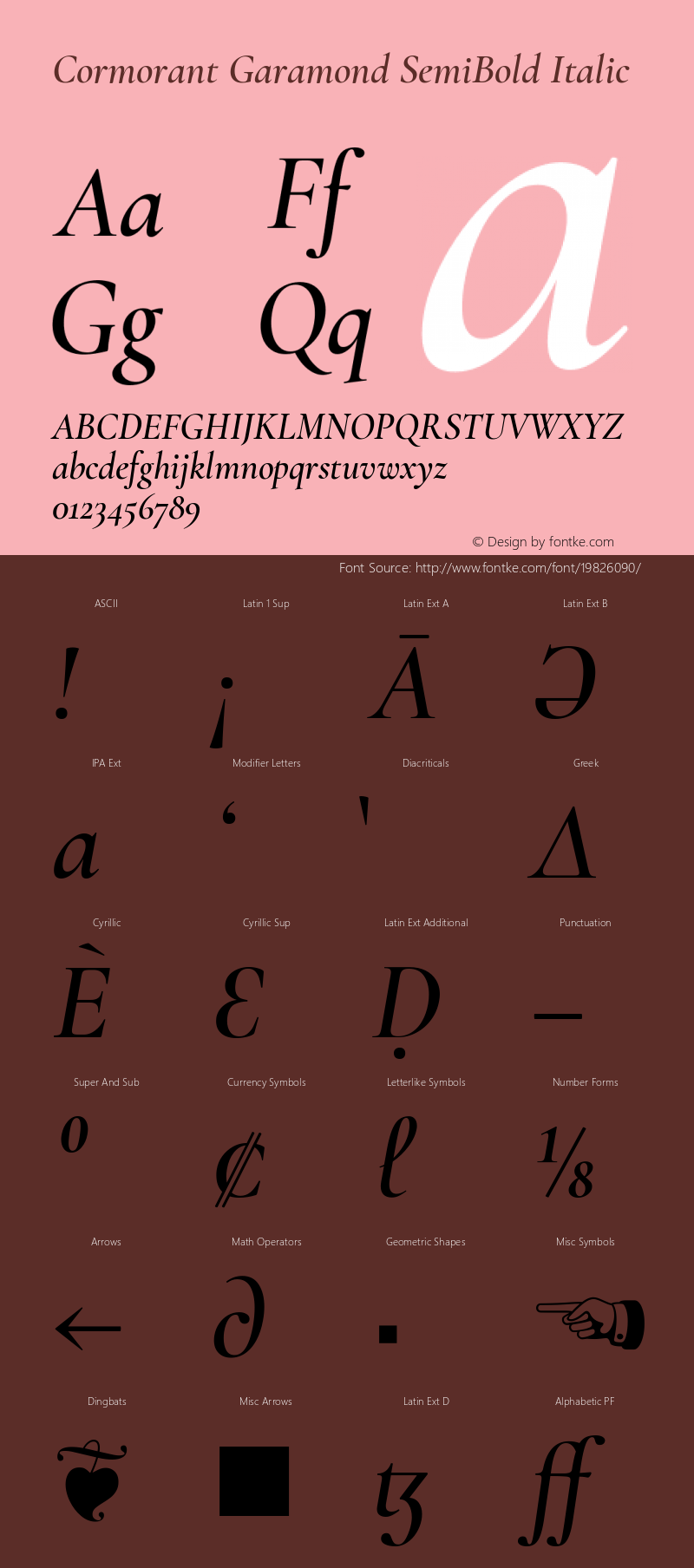 Cormorant Garamond SemiBold Italic Version 3.301 Font Sample