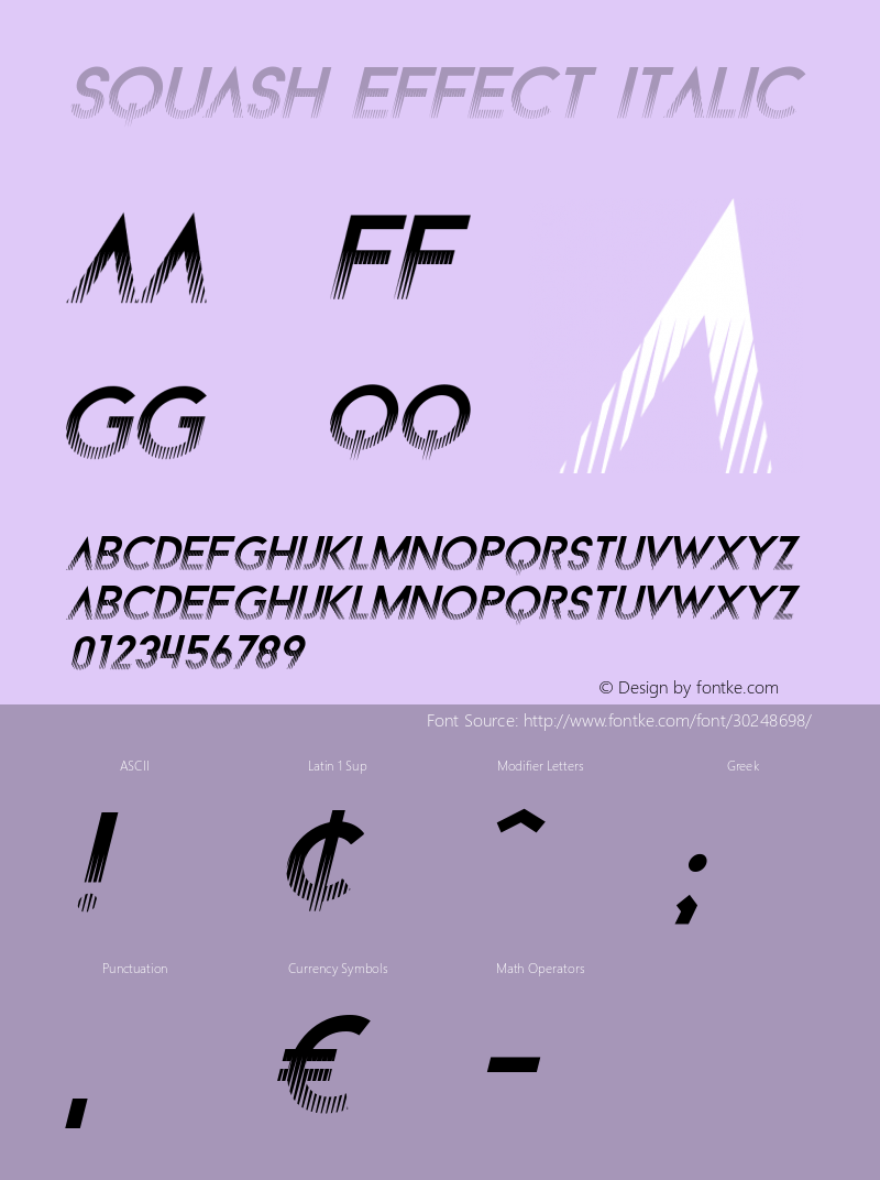 SQUASH EFFECT Italic Version 1.00;March 26, 2019;FontCreator 11.5.0.2422 64-bit Font Sample