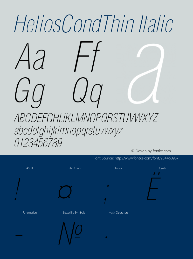 HeliosCondThin Italic Version 1.100;PS 001.001;hotconv 1.0.38 Font Sample