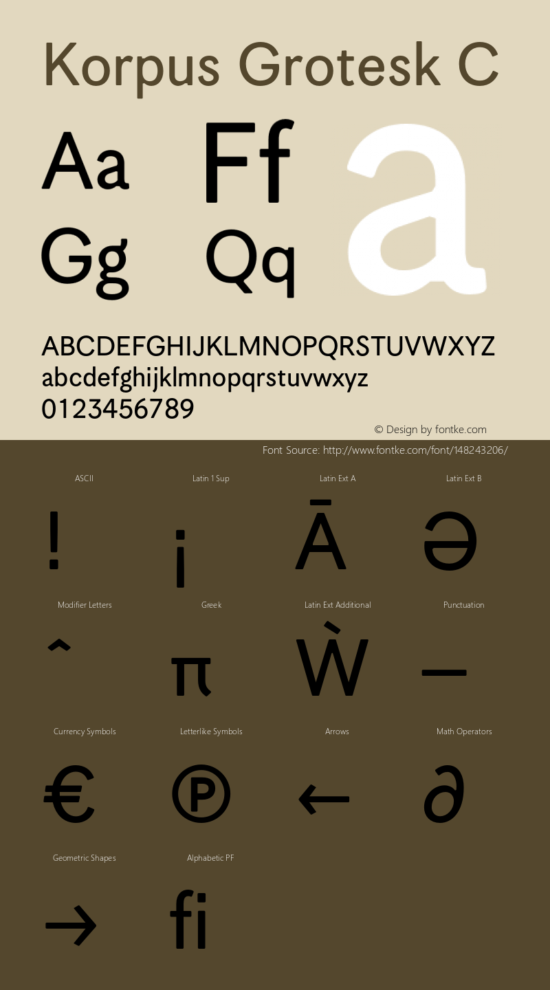 Korpus Grotesk C Version 1.006;PS 001.006;hotconv 1.0.88;makeotf.lib2.5.64775 Font Sample