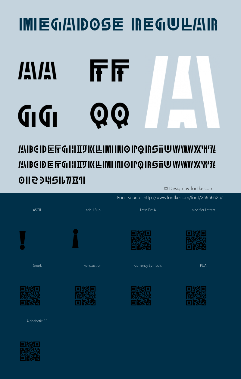 MegaDose Version 1.00;August 19, 2018;FontCreator 11.5.0.2427 64-bit Font Sample