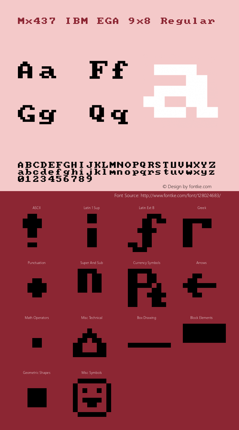 Mx437 IBM EGA 9x8 v2.2-2020-11 Font Sample