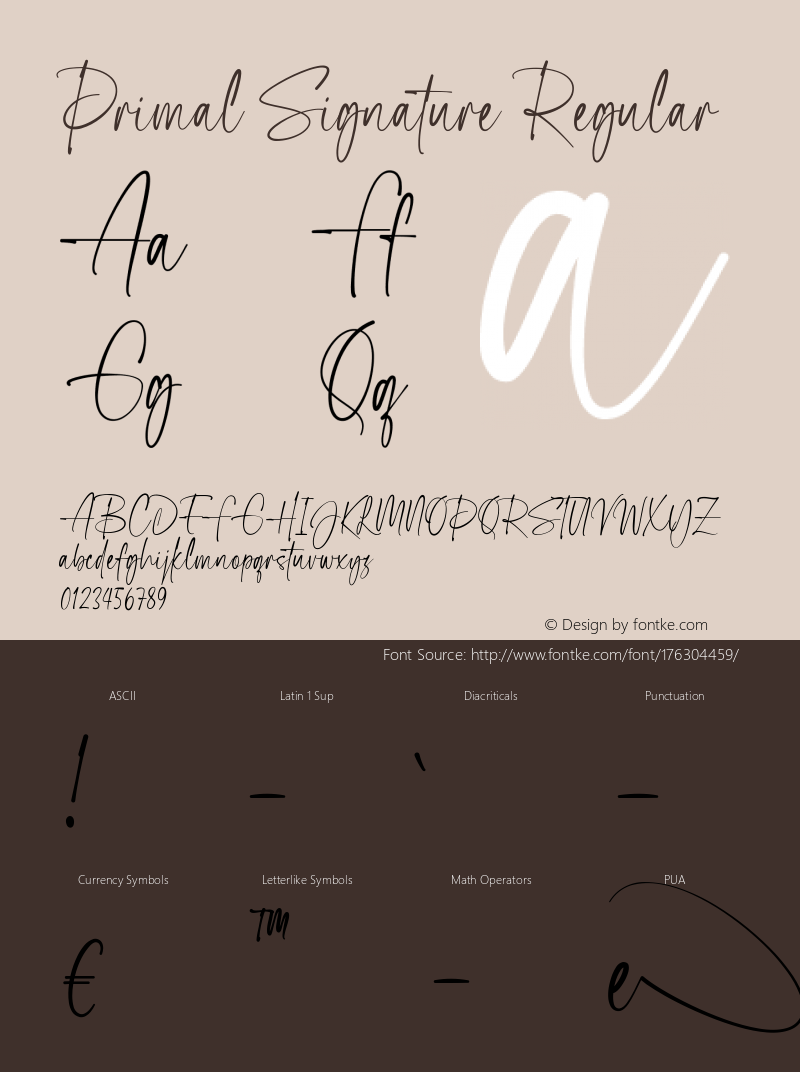 Primal Signature Version 1.00;September 20, 2021;FontCreator 12.0.0.2565 64-bit图片样张