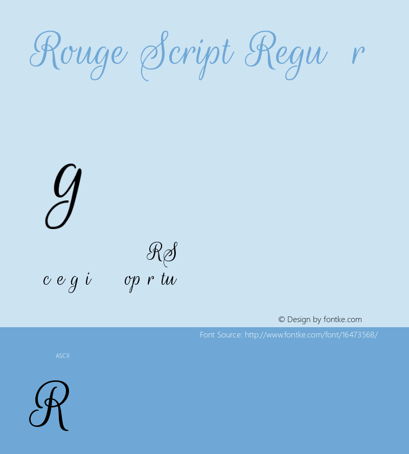 Rouge Script Regular Version 1.003 Font Sample