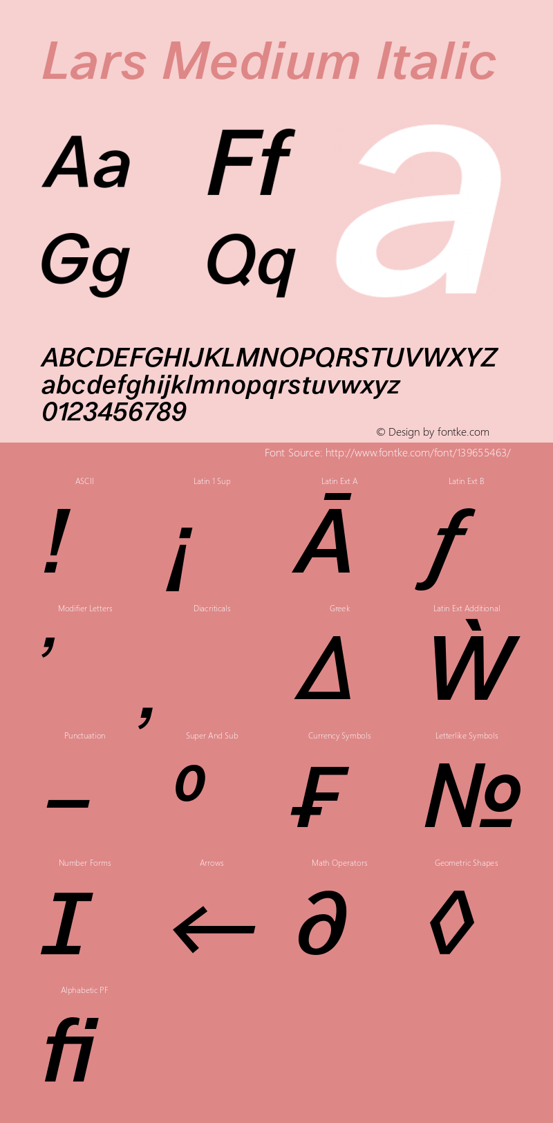 Lars Medium Italic Version 2.000;PS 002.000;hotconv 1.0.88;makeotf.lib2.5.64775 Font Sample