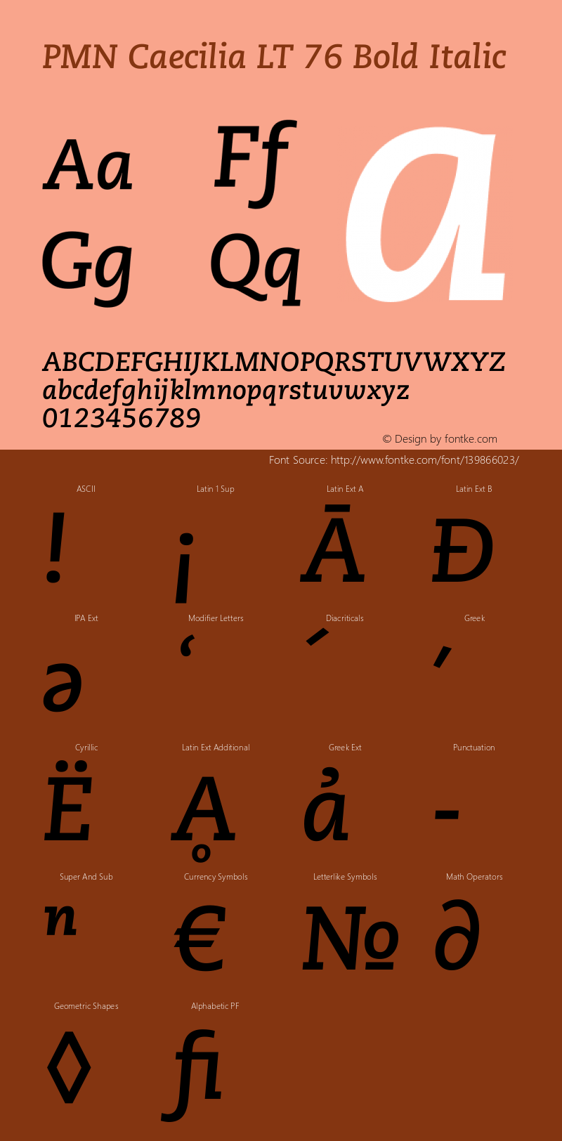 PMN Caecilia LT 76 Bold Italic Version 6.10 Kindle     05/10/2013 Font Sample