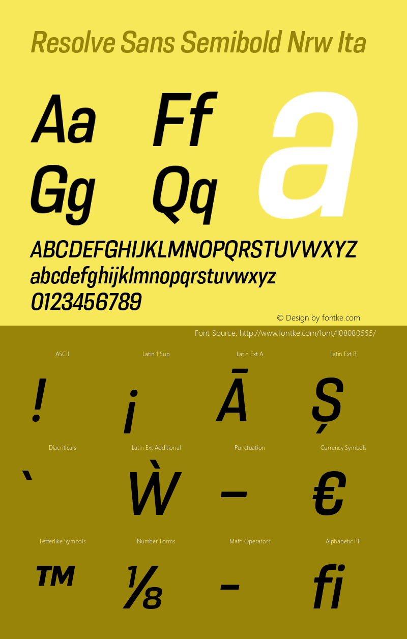 Resolve Sans Semibold Nrw Ita Version 1.000;hotconv 1.0.109;makeotfexe 2.5.65596 Font Sample