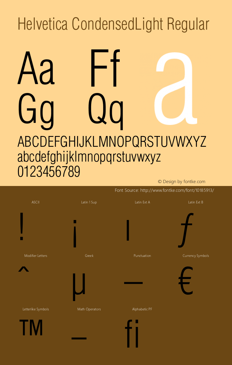 Helvetica CondensedLight Regular OTF 1.0;PS 002.000;Core 1.0.22 Font Sample