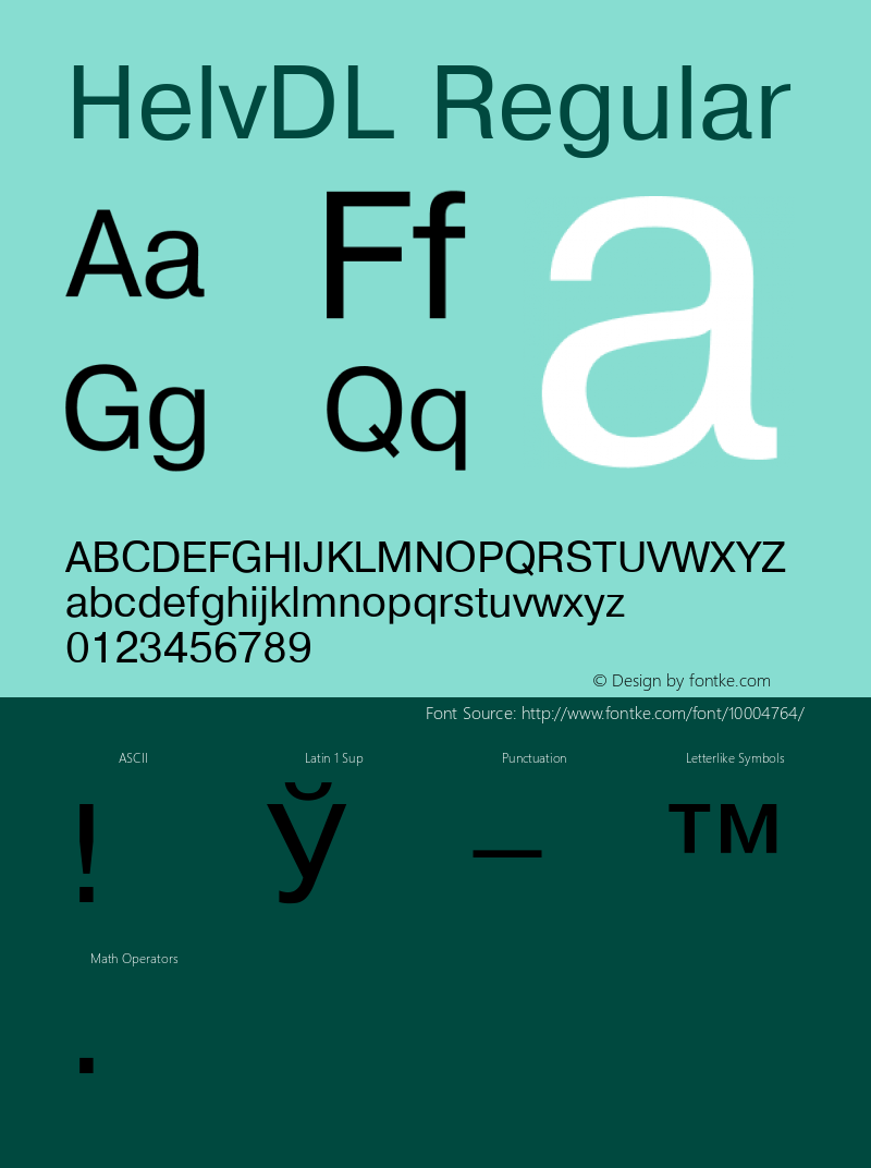 HelvDL Regular Unknown Font Sample